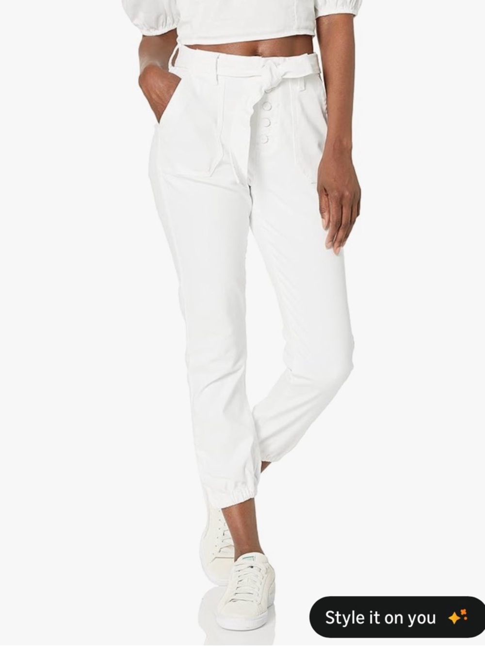 High Rise Mayslie Self Tie White Jeans